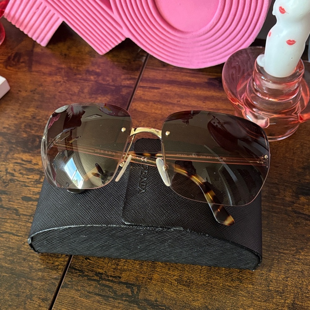Prada Gold Frame Sunglasses with Brown Lenses